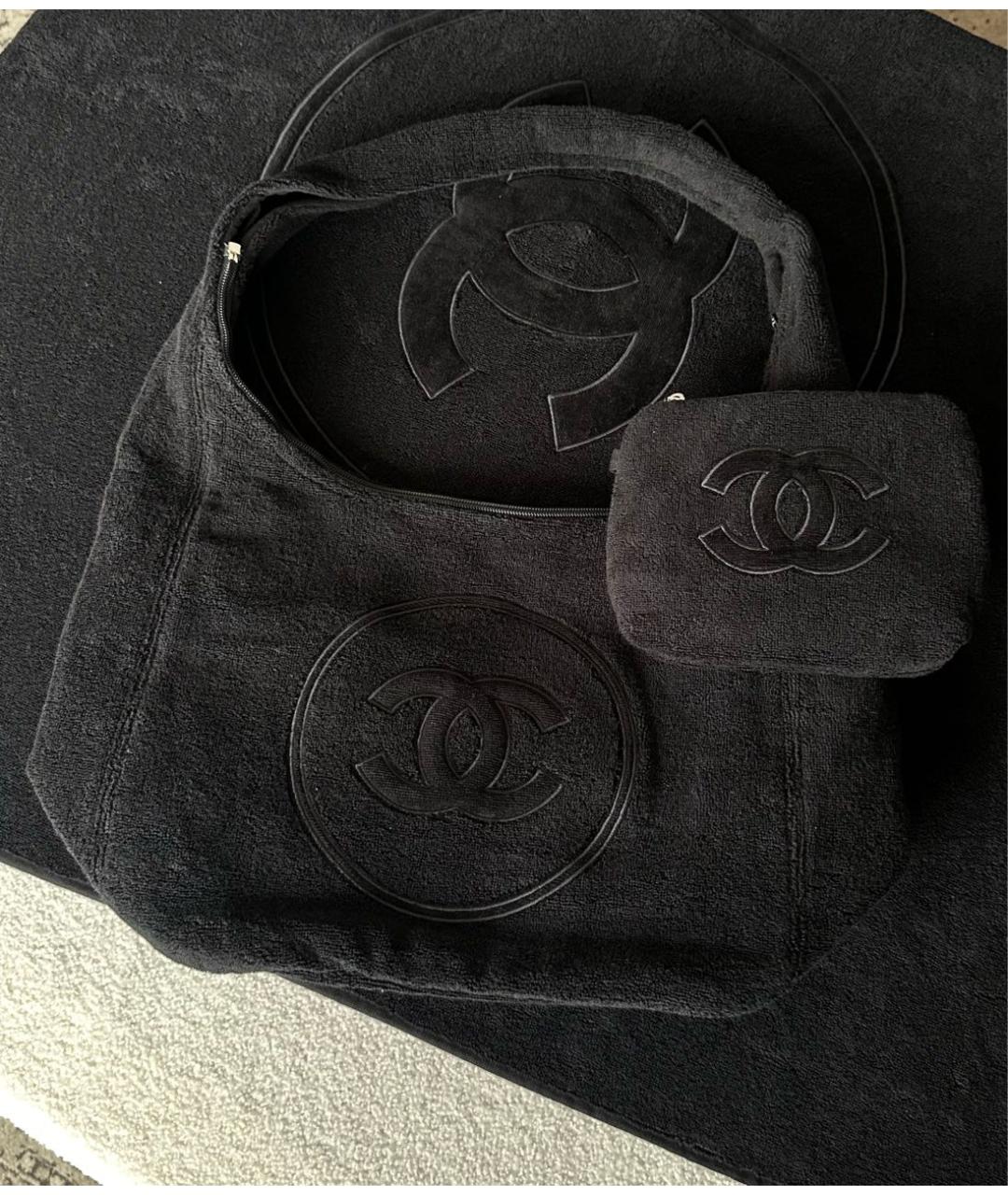CHANEL Черная хлопковая пляжная сумка, фото 3