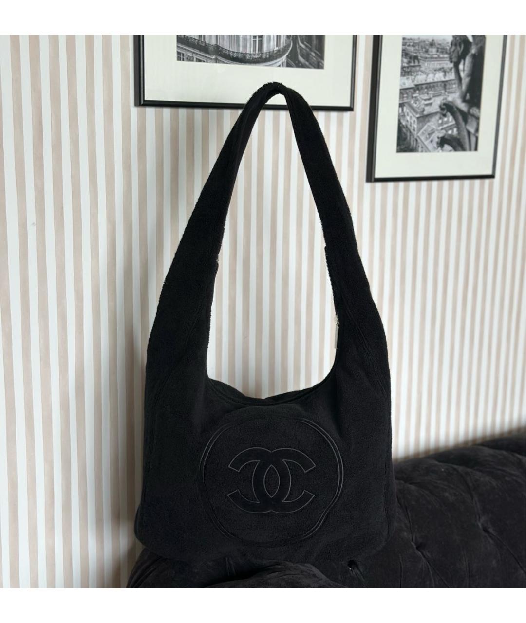 CHANEL Черная хлопковая пляжная сумка, фото 2