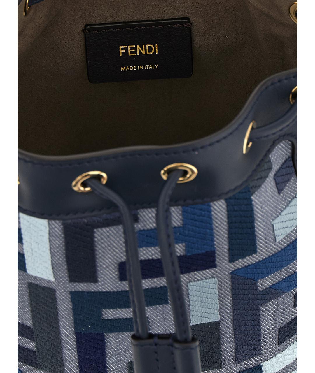 FENDI Синяя хлопковая сумка с короткими ручками, фото 4