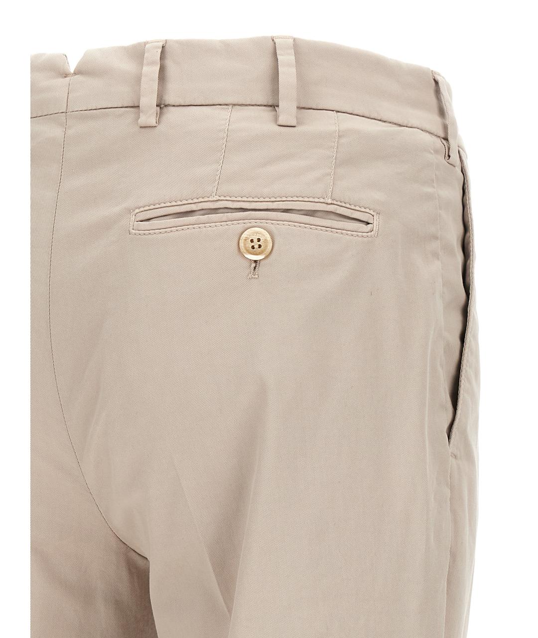 BRUNELLO CUCINELLI Бежевые хлопковые повседневные брюки, фото 4