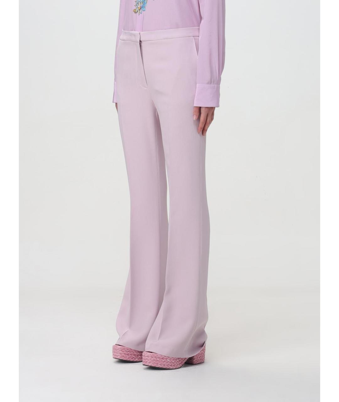 ETRO Розовые вискозные прямые брюки, фото 5