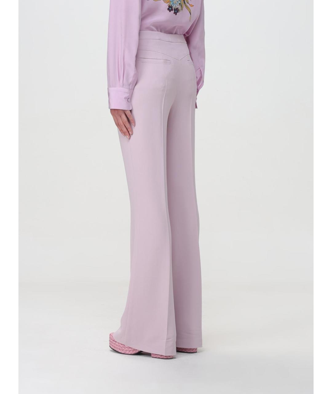 ETRO Розовые вискозные прямые брюки, фото 4