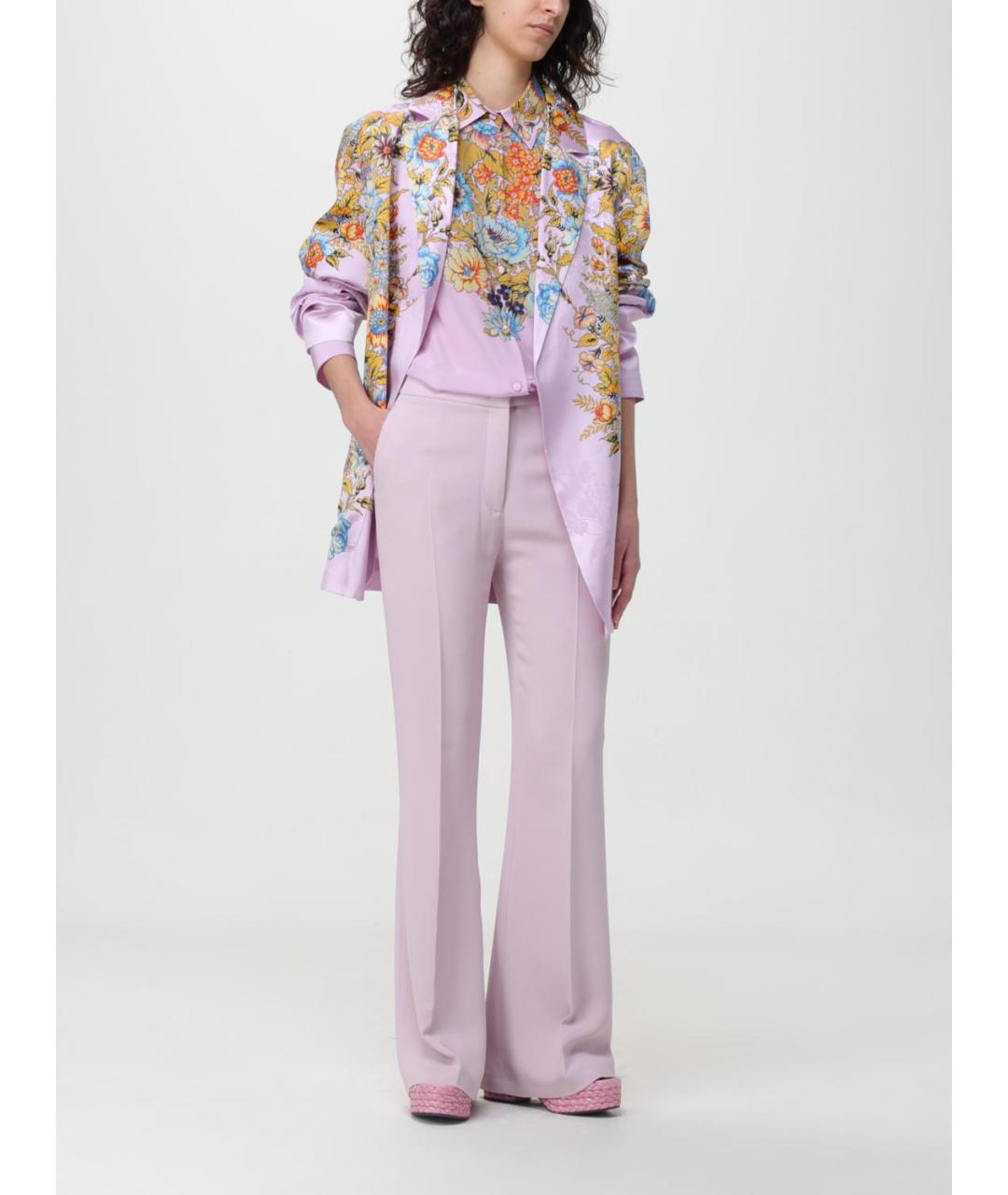 ETRO Розовые вискозные прямые брюки, фото 3