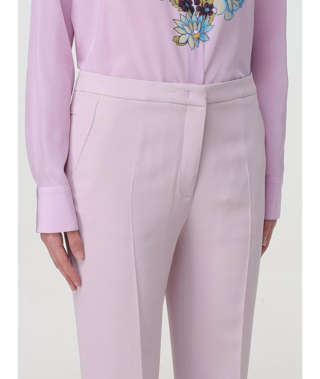 ETRO Розовые вискозные прямые брюки, фото 6