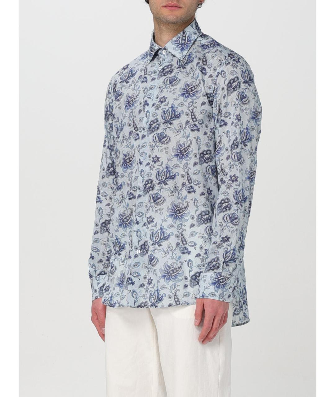 ETRO Голубая хлопковая кэжуал рубашка, фото 5