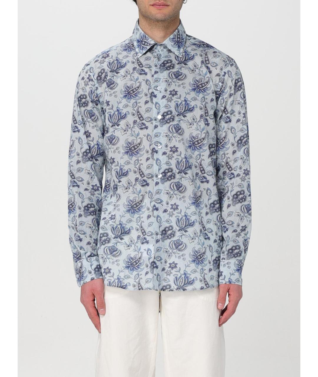 ETRO Голубая хлопковая кэжуал рубашка, фото 2
