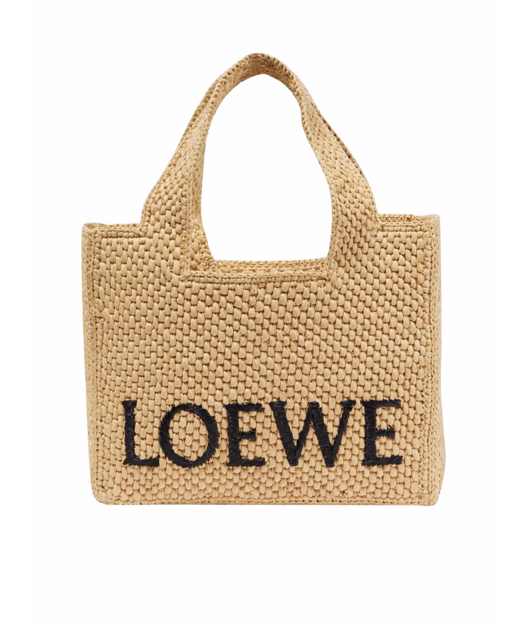 LOEWE Бежевая пелетеная пляжная сумка, фото 1