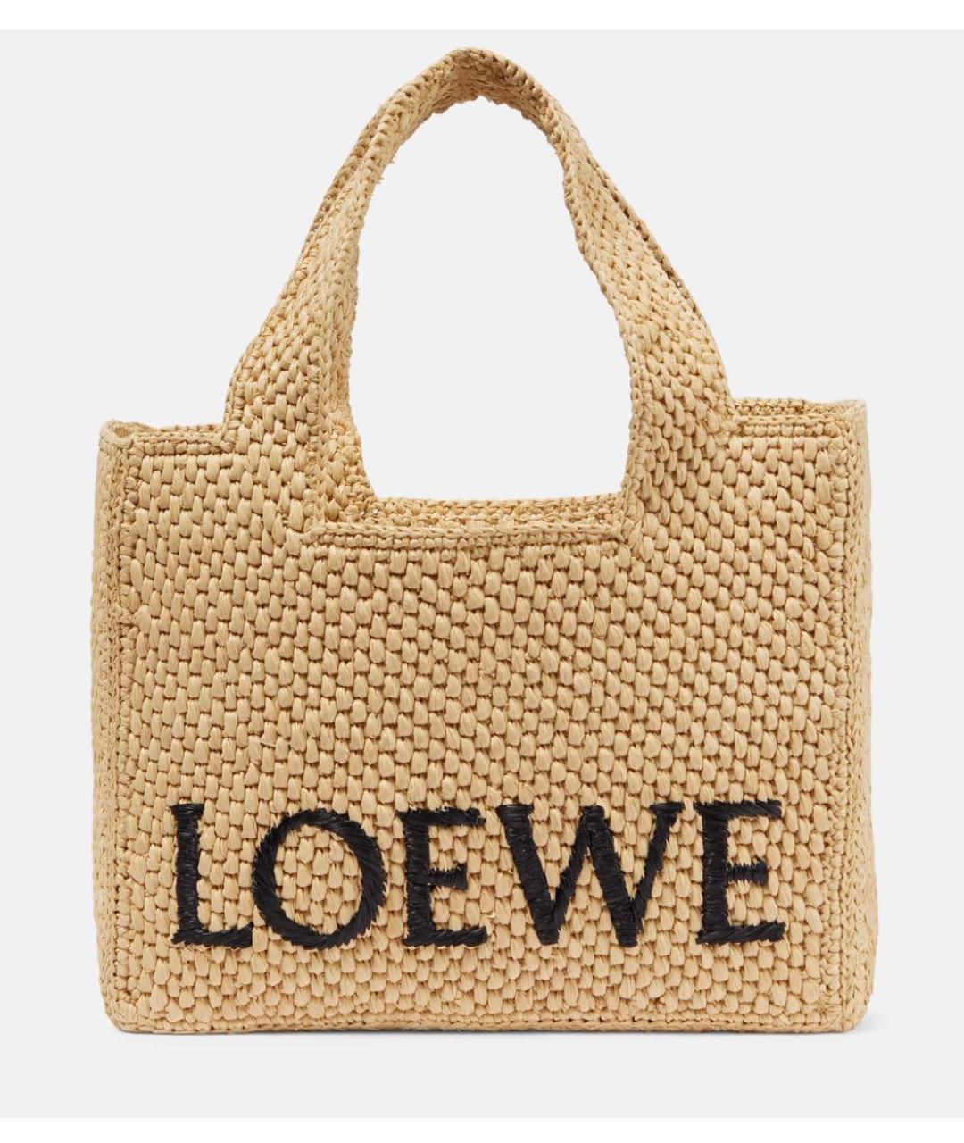LOEWE Бежевая пелетеная пляжная сумка, фото 4