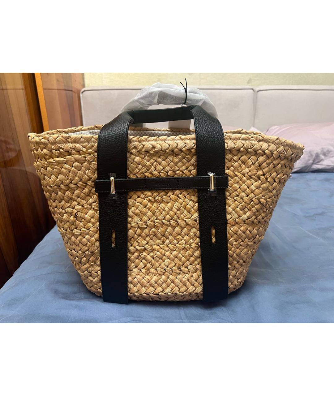 FURLA Бежевая пелетеная пляжная сумка, фото 5