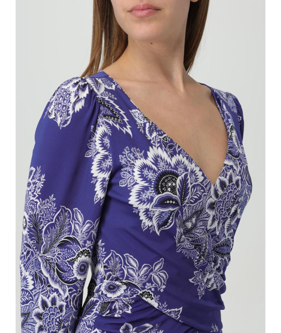 ETRO Синее вискозное повседневное платье, фото 5