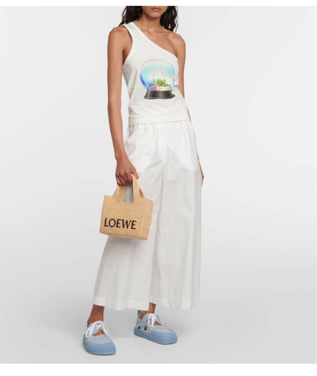 LOEWE Бежевая пелетеная пляжная сумка, фото 3