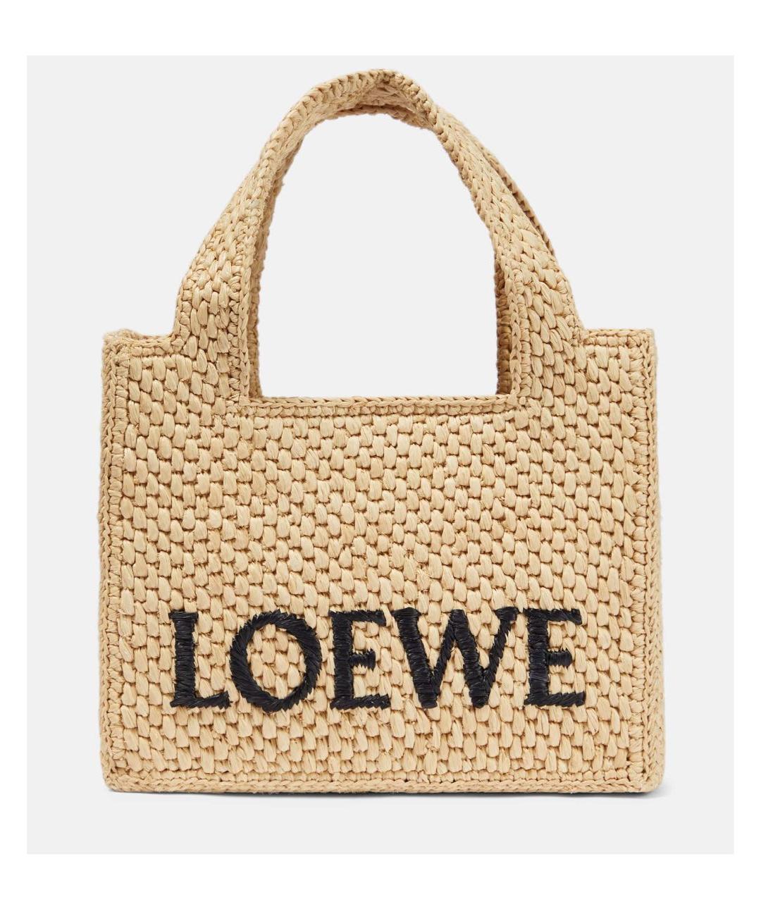 LOEWE Бежевая пелетеная пляжная сумка, фото 4