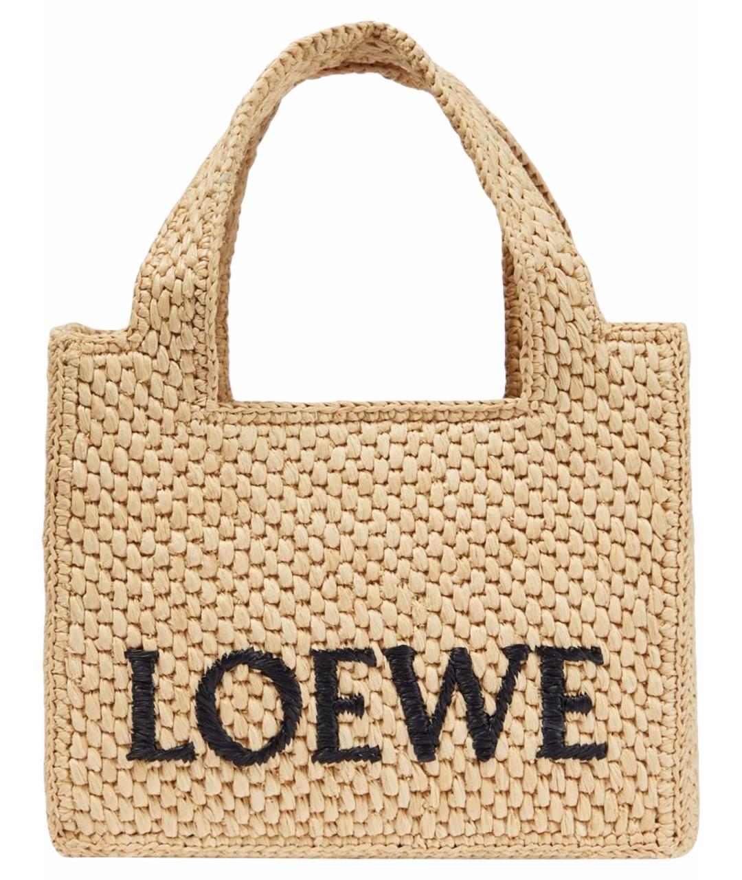 LOEWE Бежевая пелетеная пляжная сумка, фото 1