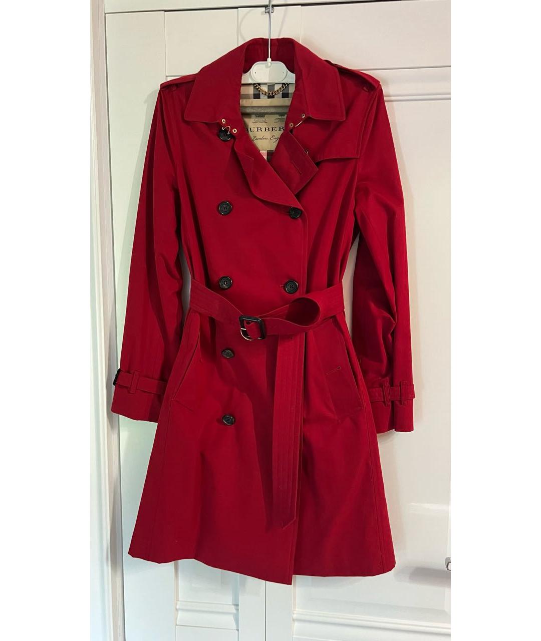 BURBERRY Красный хлопковый тренч/плащ, фото 4