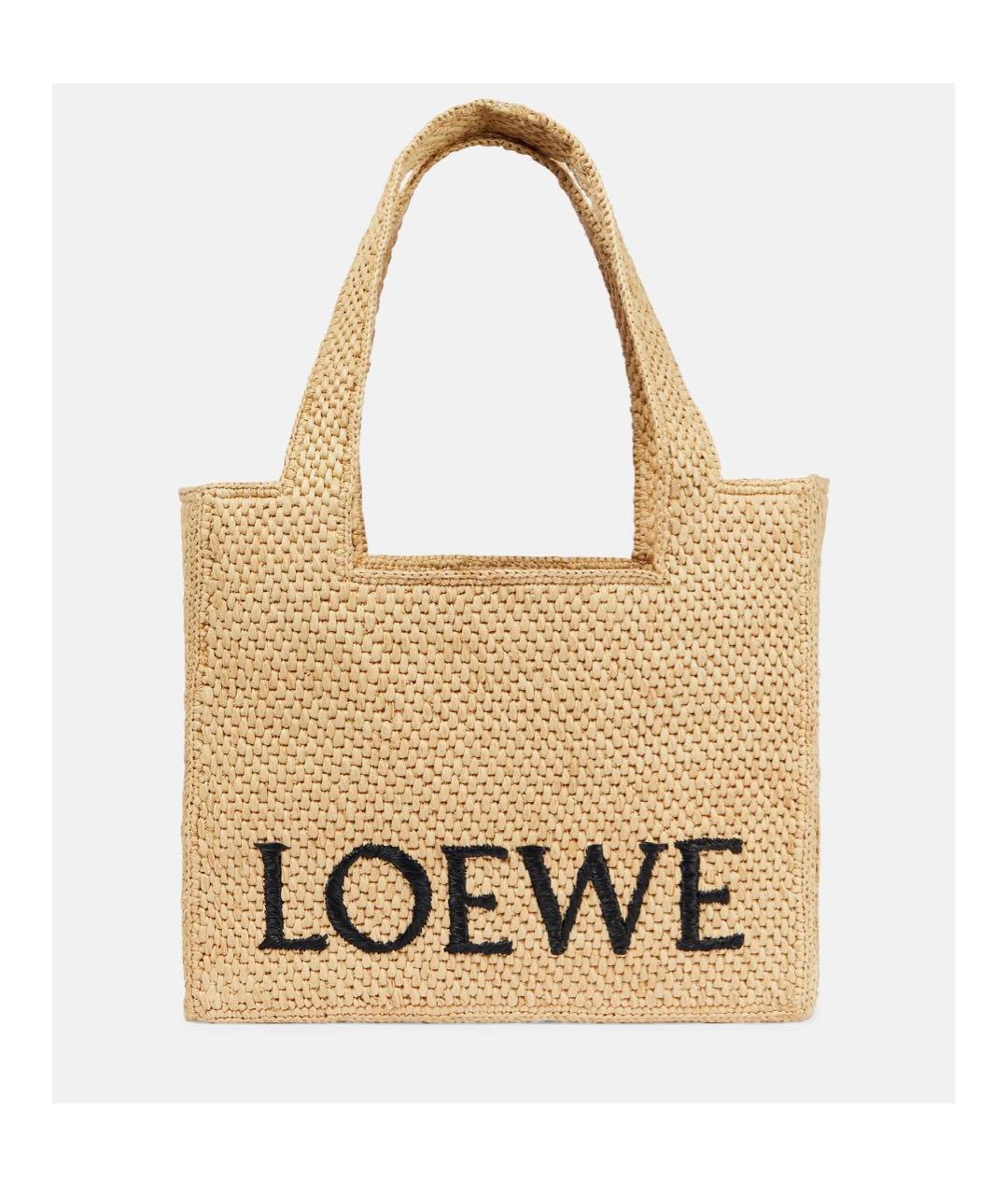LOEWE Бежевая пелетеная пляжная сумка, фото 3