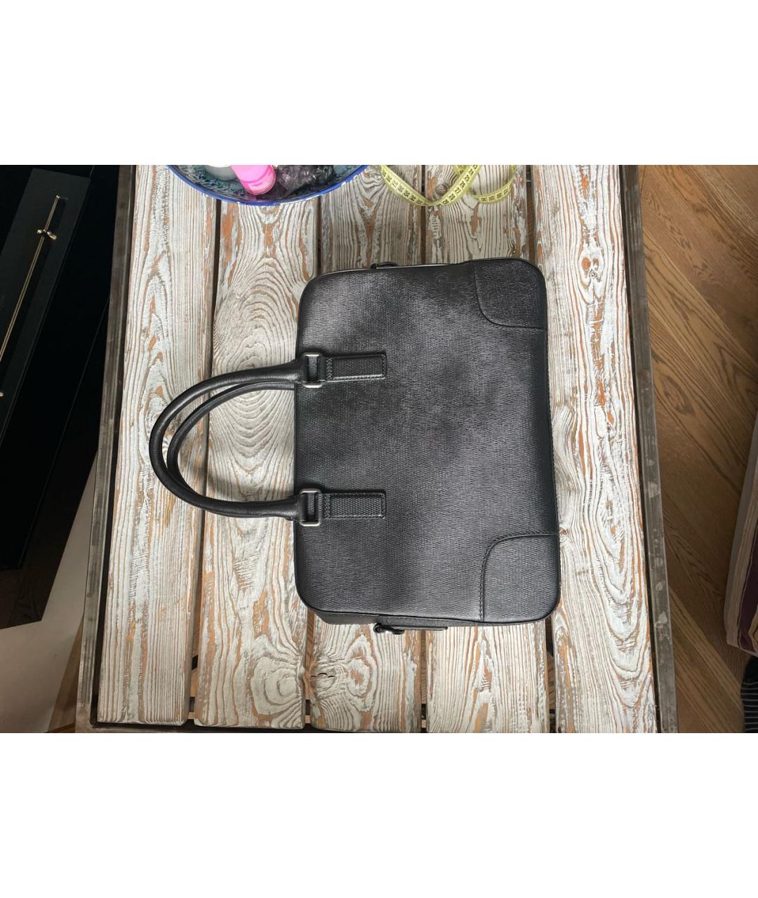 HUGO BOSS Черный кожаный портфель, фото 3