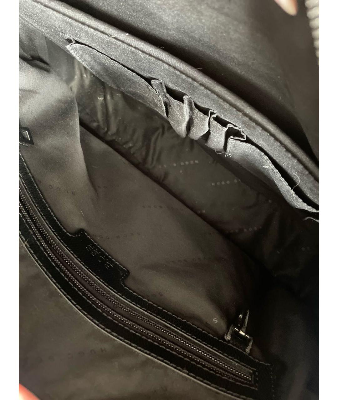HUGO BOSS Черный кожаный портфель, фото 4
