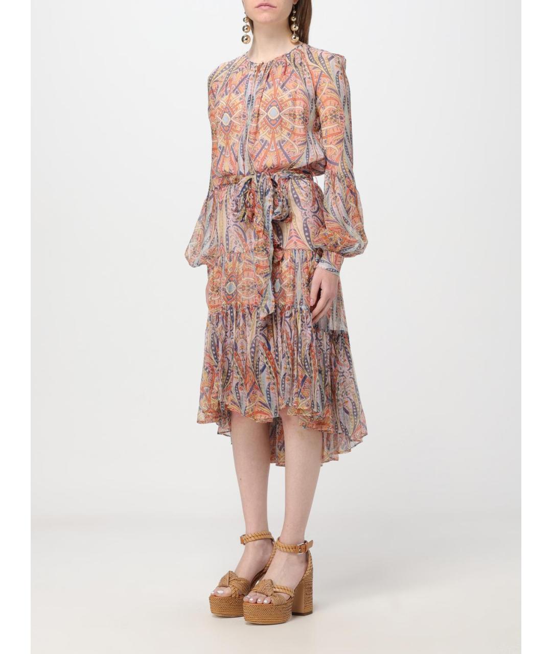 ETRO Мульти шелковое повседневное платье, фото 5