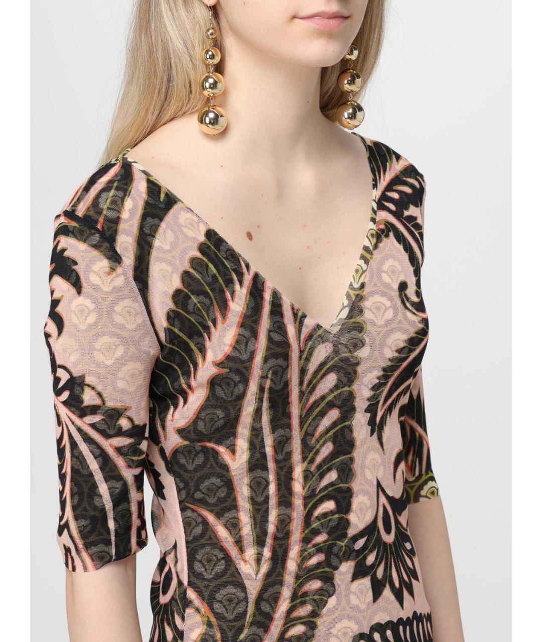 ETRO Бежевое синтетическое повседневное платье, фото 5