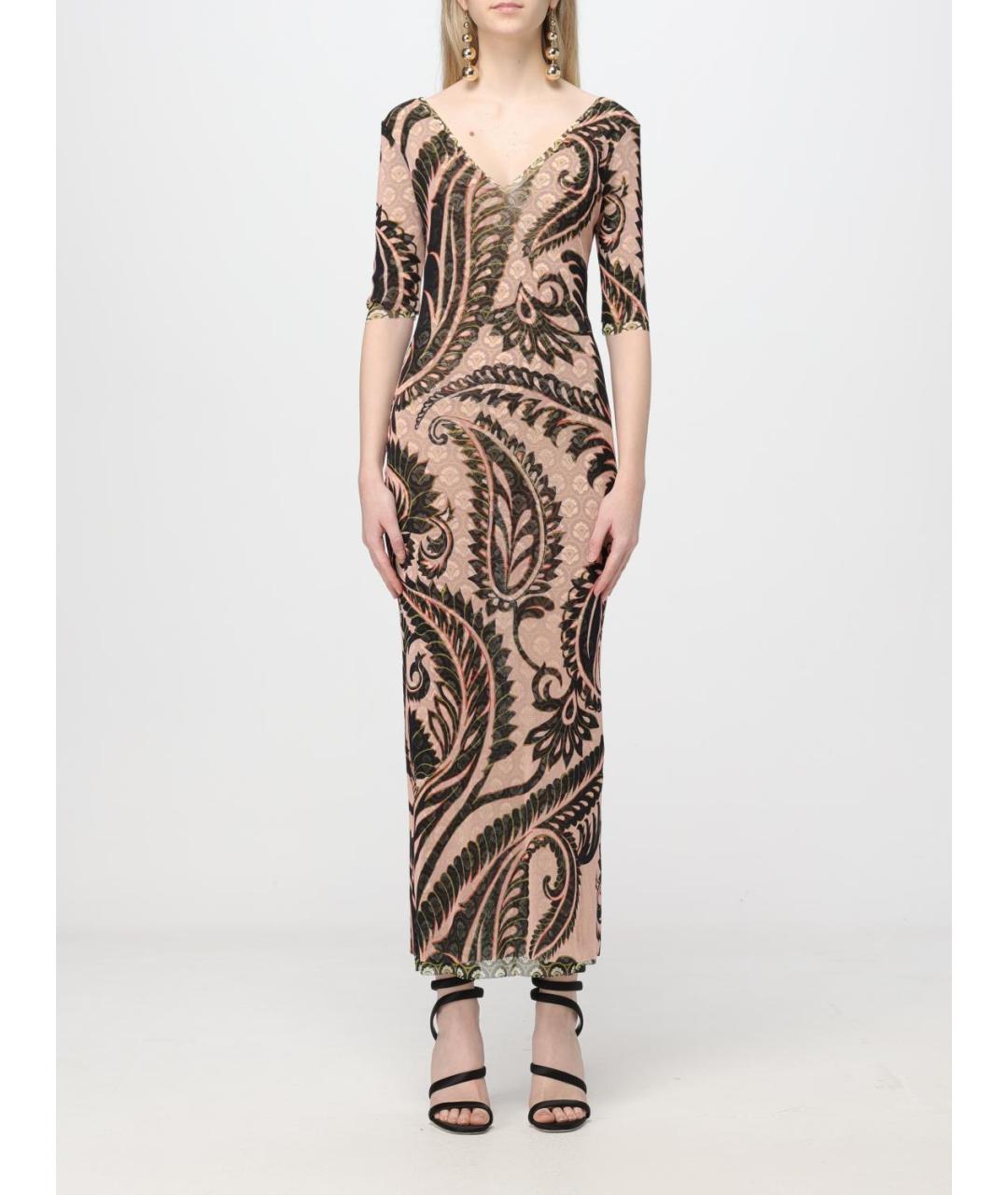 ETRO Бежевое синтетическое повседневное платье, фото 2
