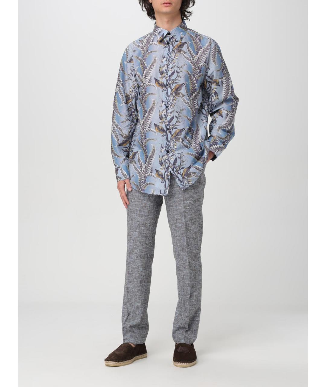 ETRO Синяя хлопковая кэжуал рубашка, фото 3