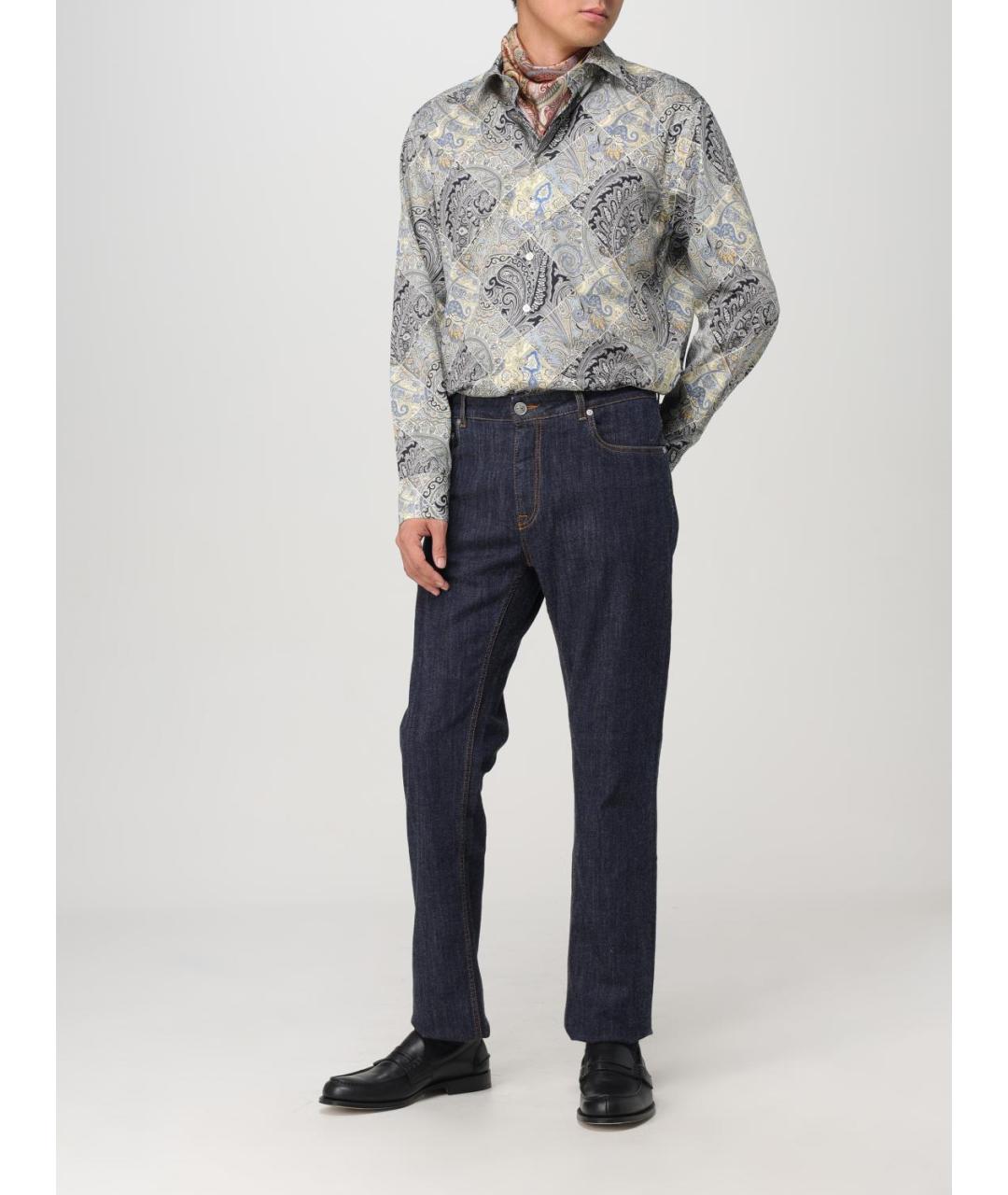 ETRO Серая хлопковая кэжуал рубашка, фото 3
