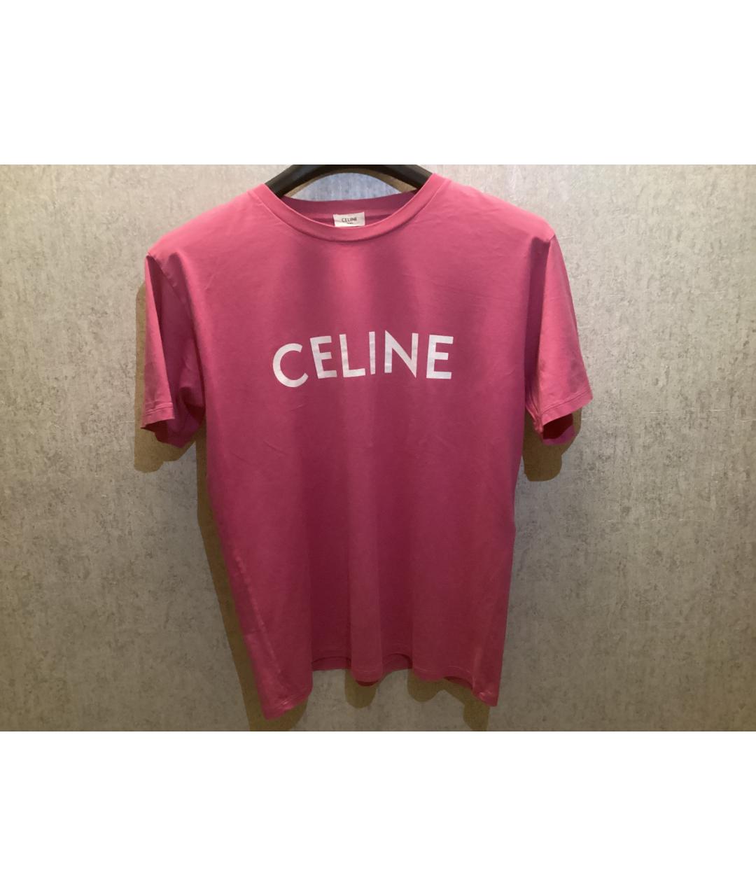 CELINE Розовая хлопковая футболка, фото 4