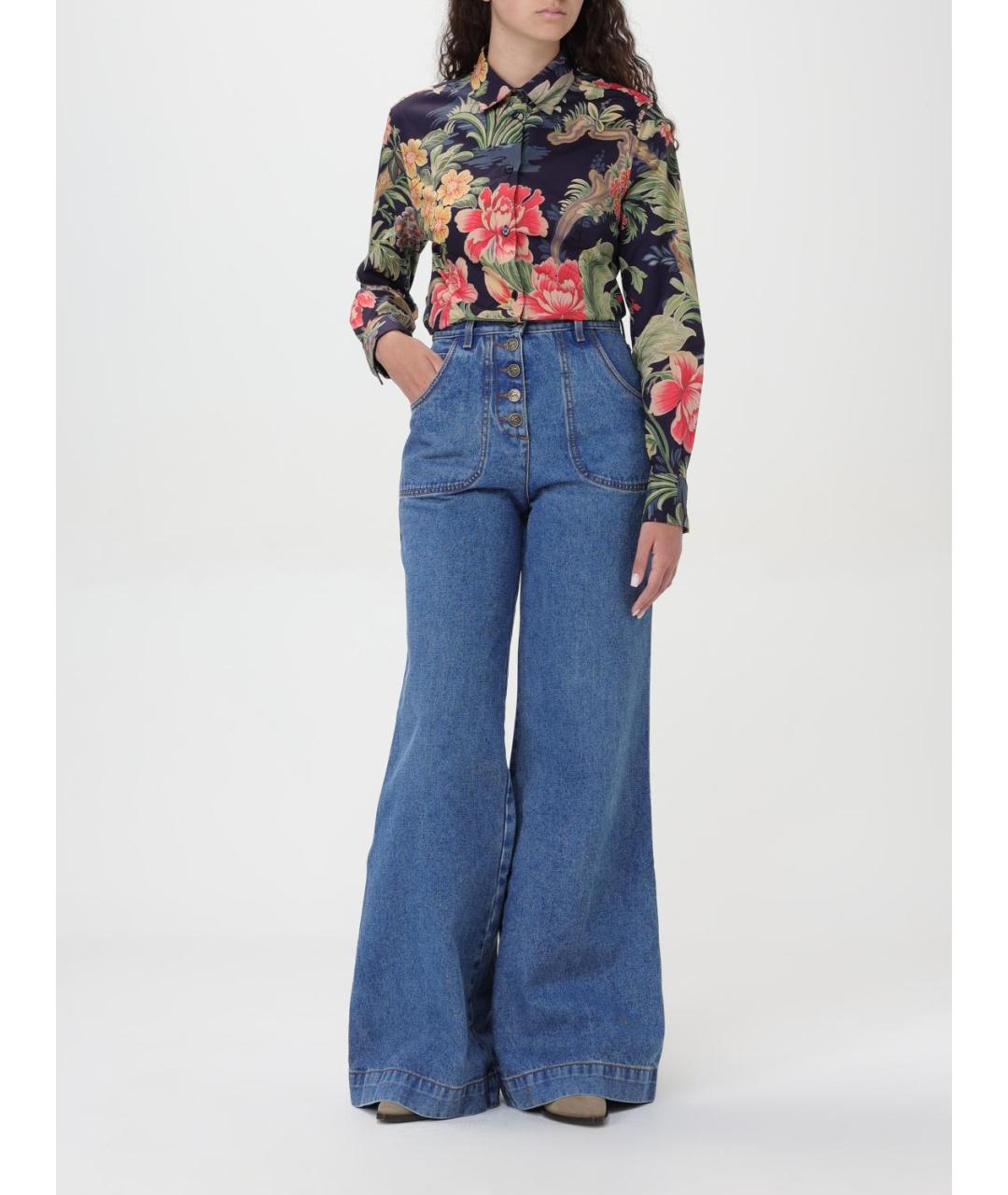 ETRO Синие хлопковые джинсы клеш, фото 3