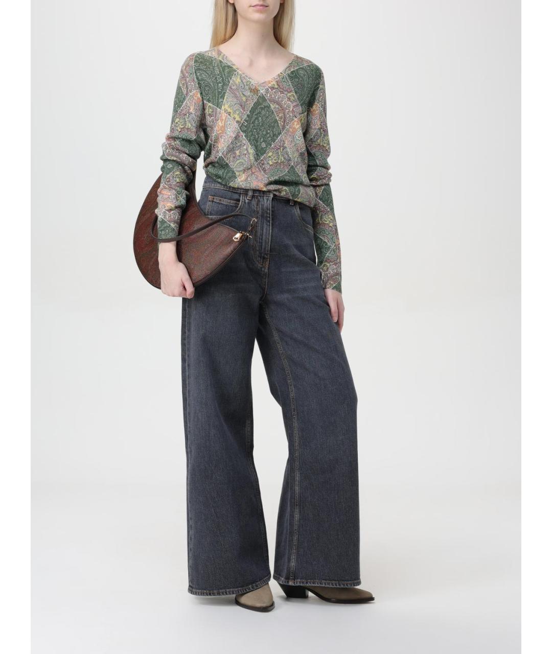 ETRO Серые хлопко-эластановые джинсы клеш, фото 3
