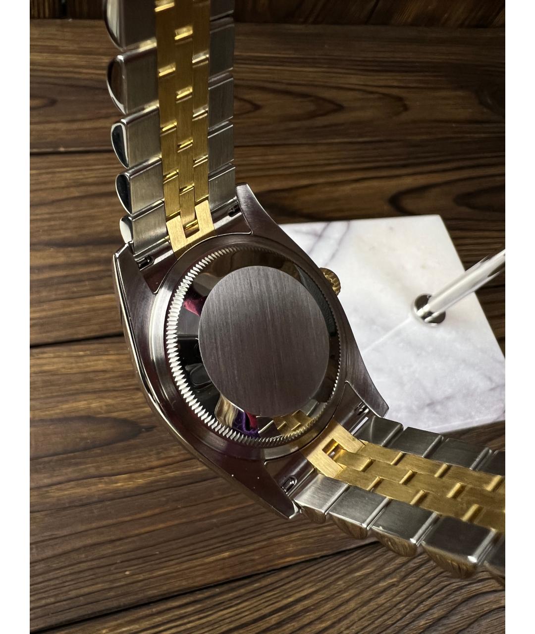ROLEX Черные часы из желтого золота, фото 8