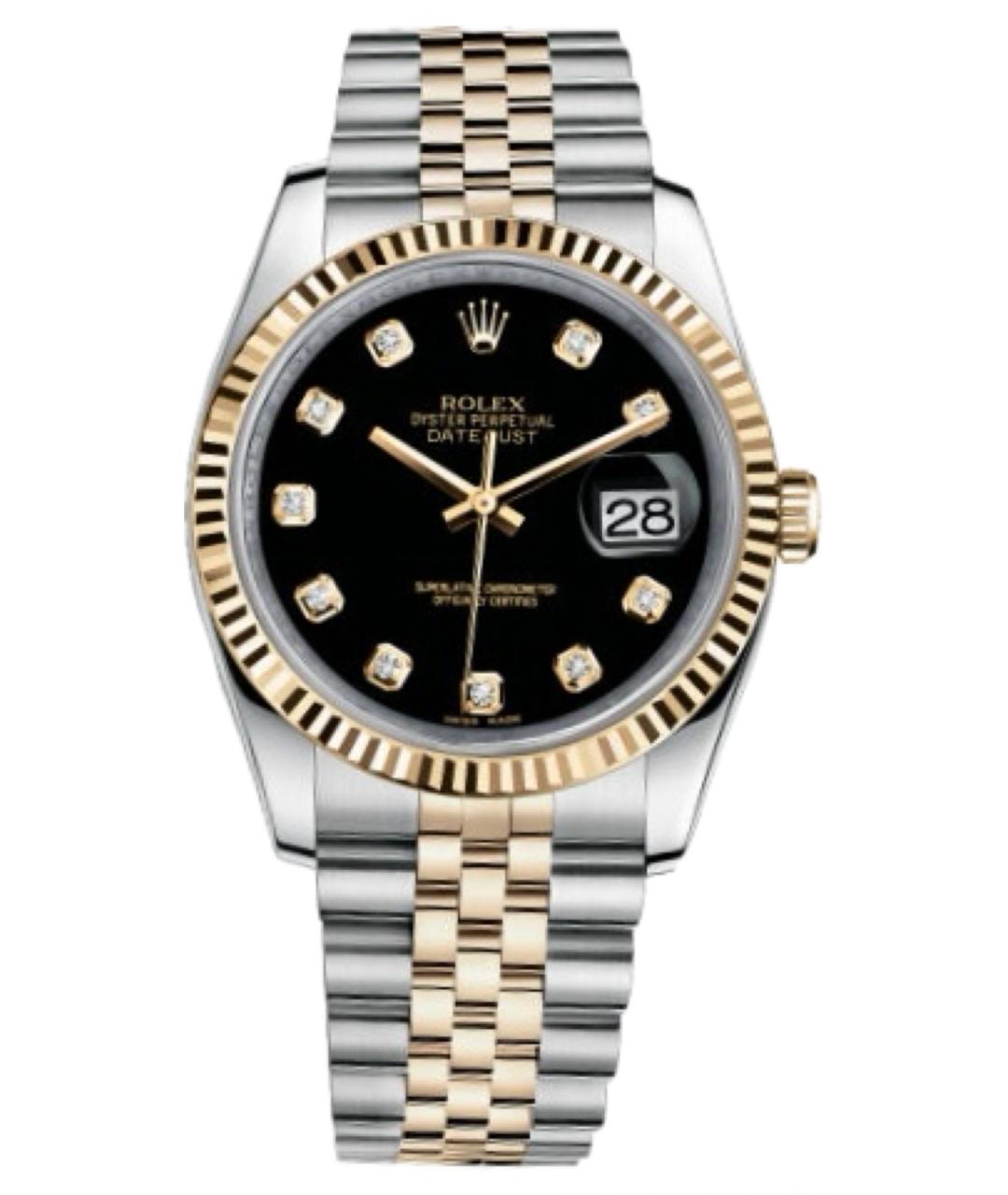 ROLEX Черные часы из желтого золота, фото 1