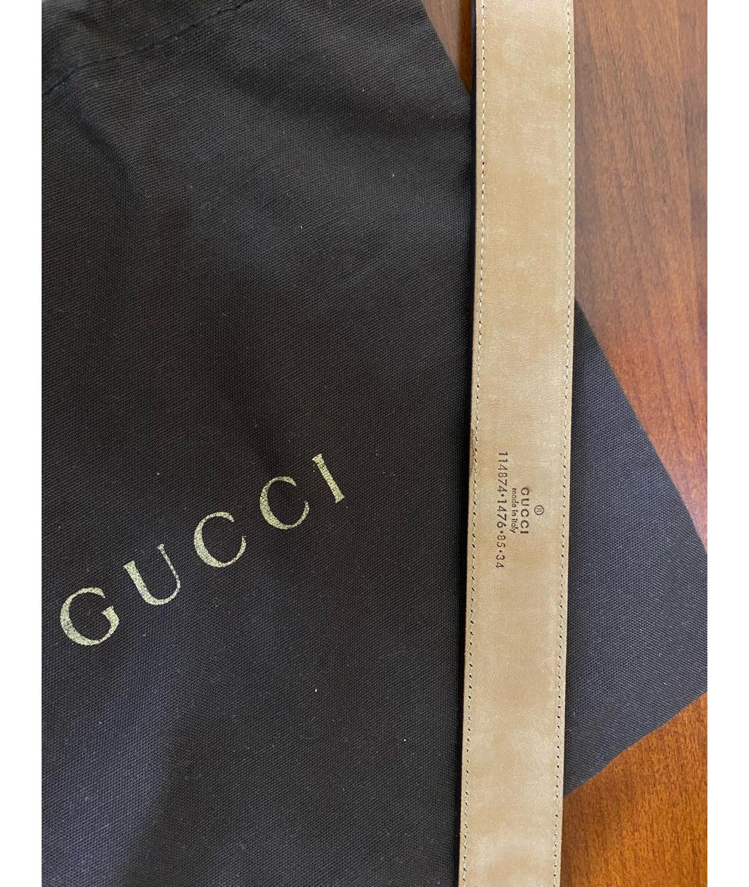 GUCCI Бежевый кожаный ремень, фото 3