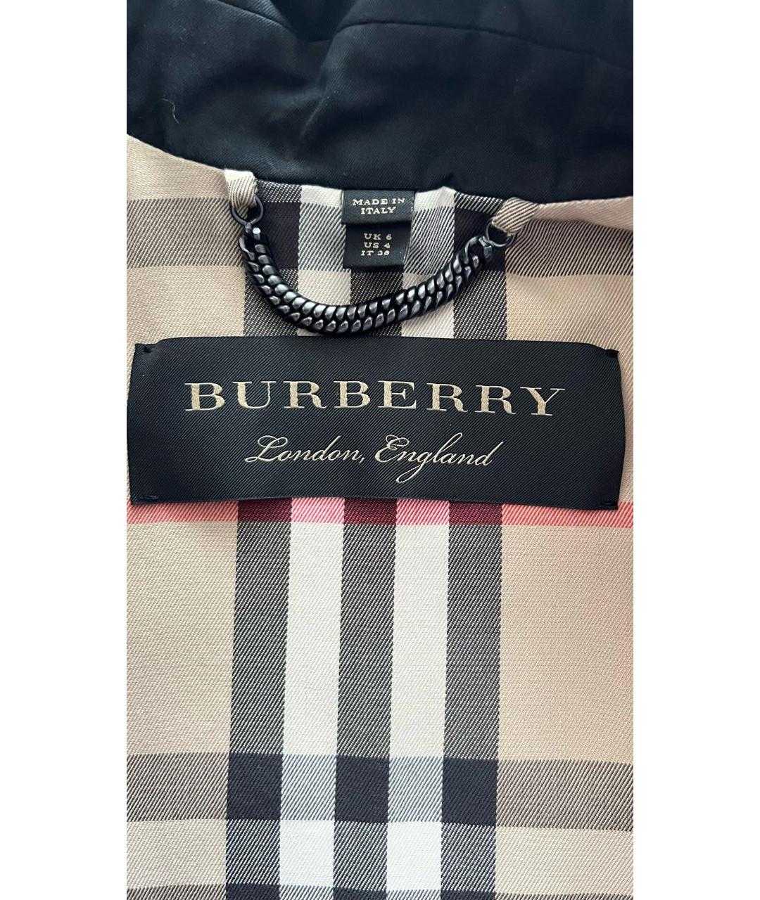 BURBERRY Черный хлопковый тренч/плащ, фото 3