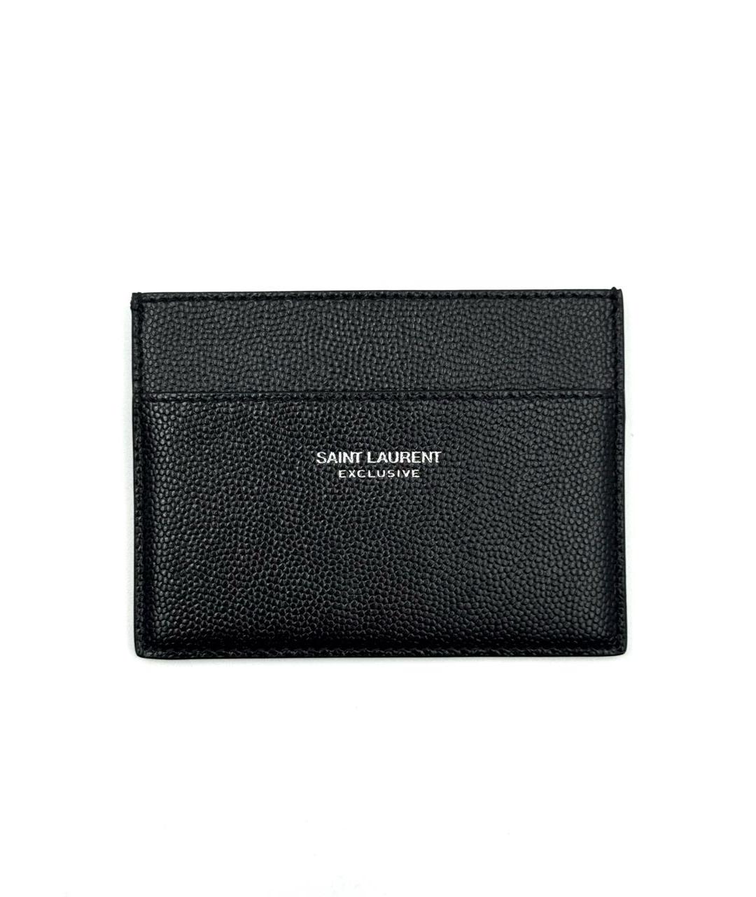 SAINT LAURENT Черный кожаный кардхолдер, фото 1