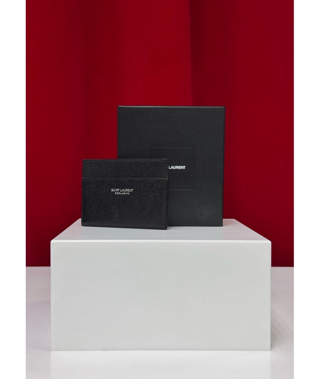 SAINT LAURENT Черный кожаный кардхолдер, фото 5