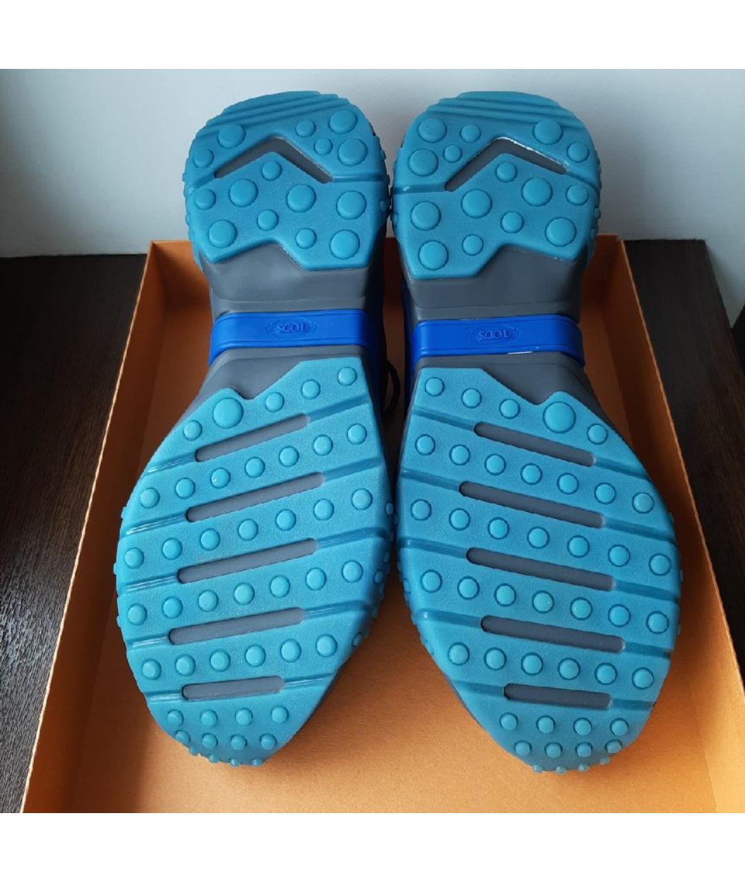 TOD'S Темно-синие кожаные низкие кроссовки / кеды, фото 5