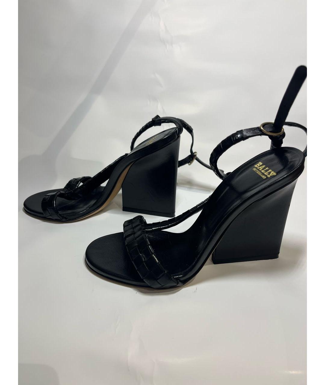 BALLY Черные кожаные босоножки, фото 5