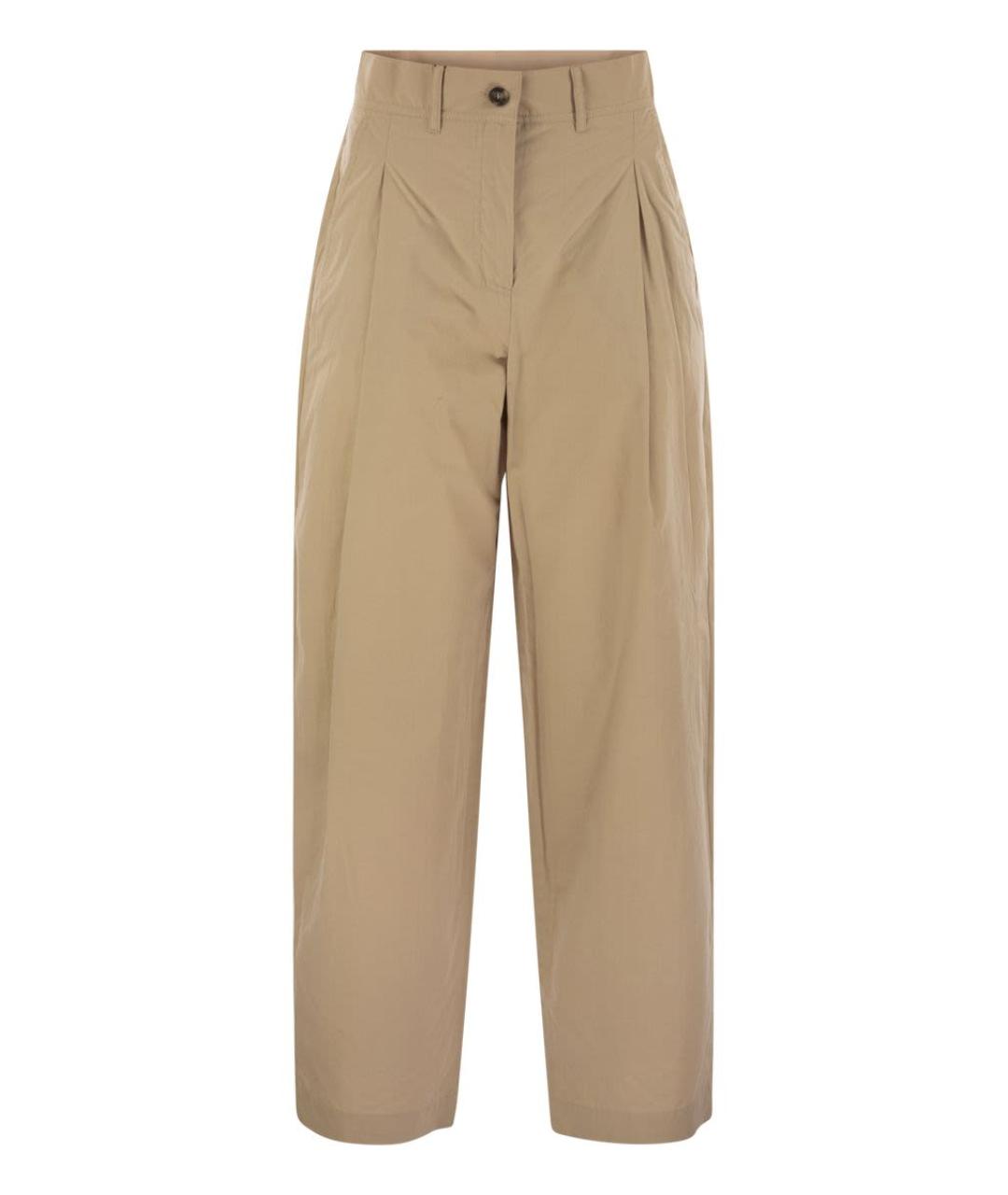 WEEKEND MAX MARA Бежевые хлопковые прямые брюки, фото 1