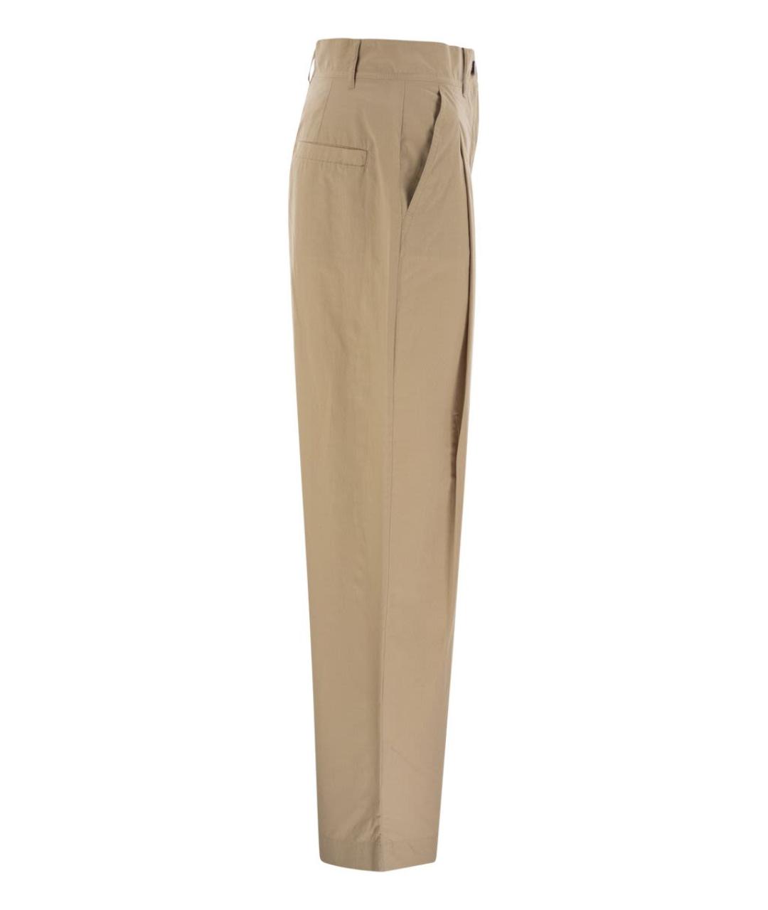 WEEKEND MAX MARA Бежевые хлопковые прямые брюки, фото 3