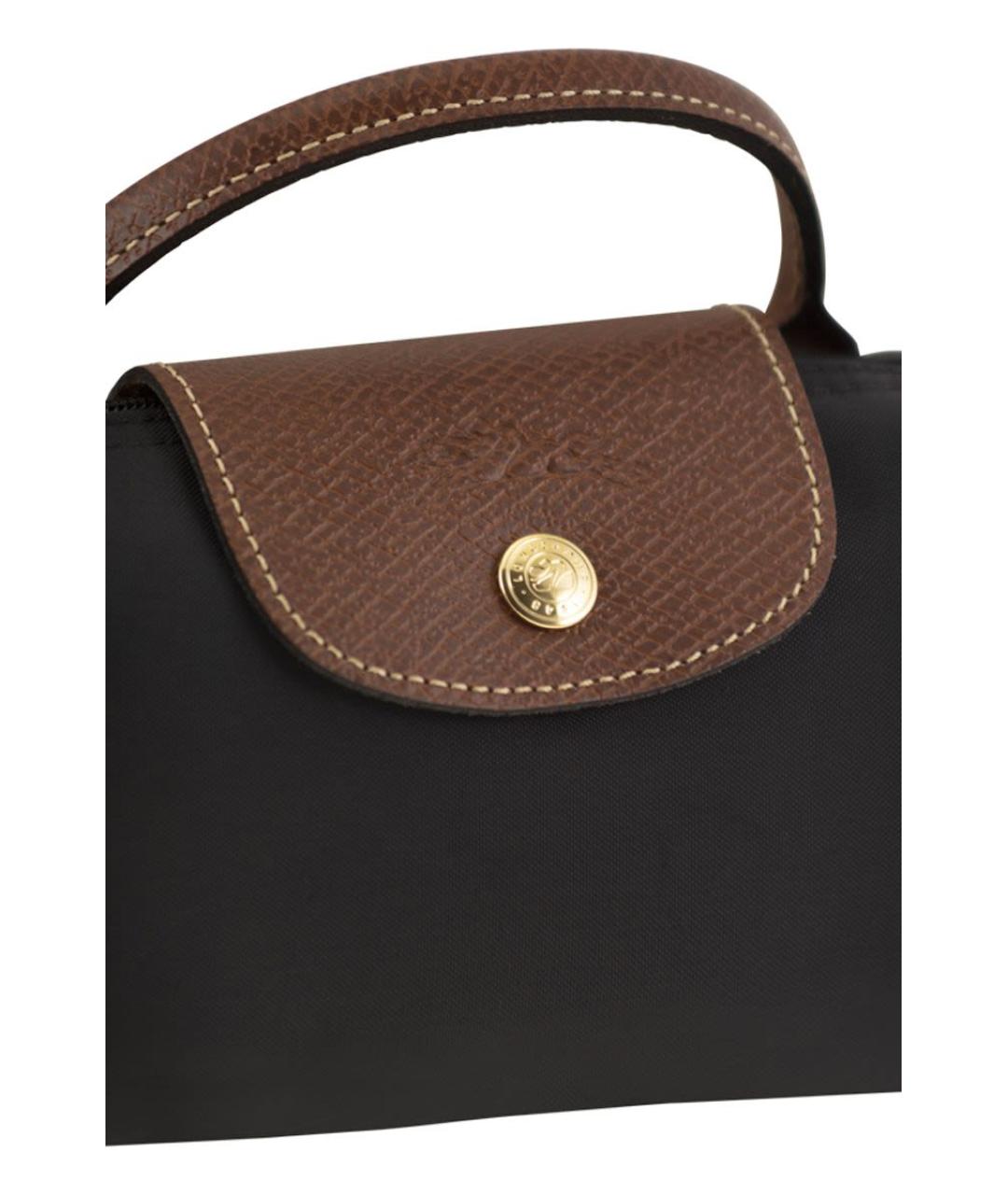 LONGCHAMP Черная синтетическая сумка с короткими ручками, фото 5