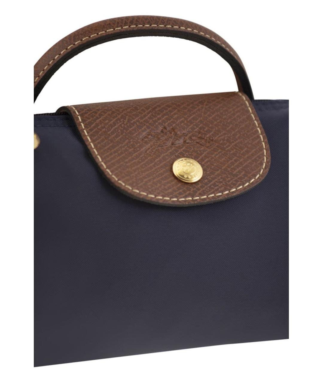 LONGCHAMP Темно-синяя синтетическая сумка с короткими ручками, фото 5