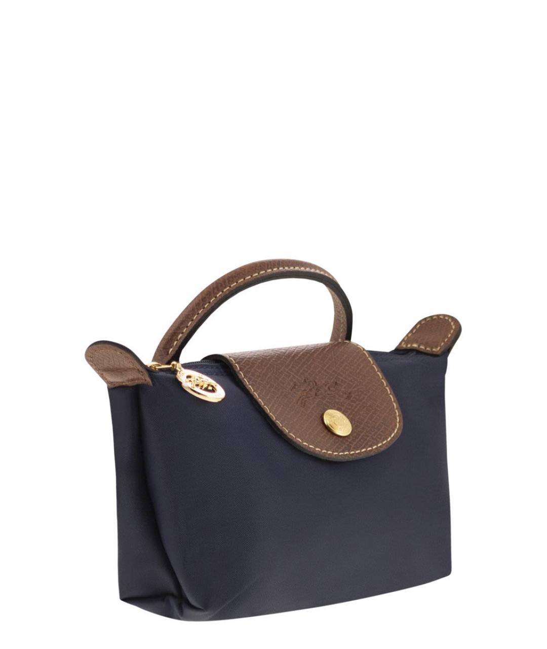 LONGCHAMP Темно-синяя синтетическая сумка с короткими ручками, фото 4