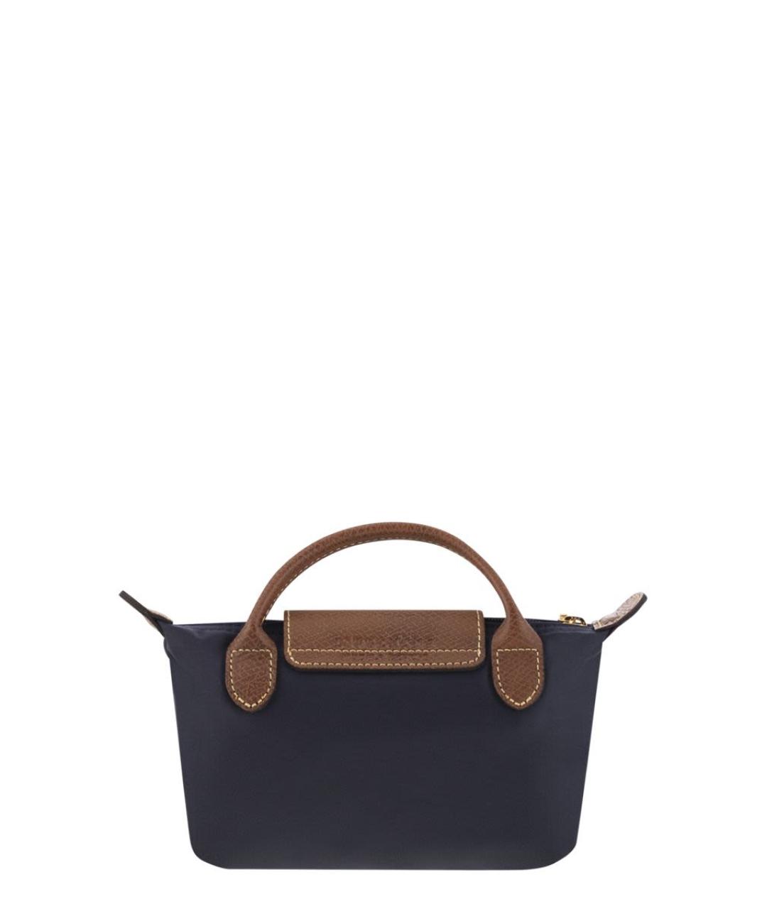 LONGCHAMP Темно-синяя синтетическая сумка с короткими ручками, фото 2