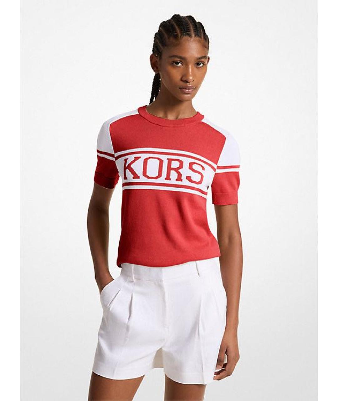 MICHAEL KORS Красный хлопко-эластановый джемпер / свитер, фото 2