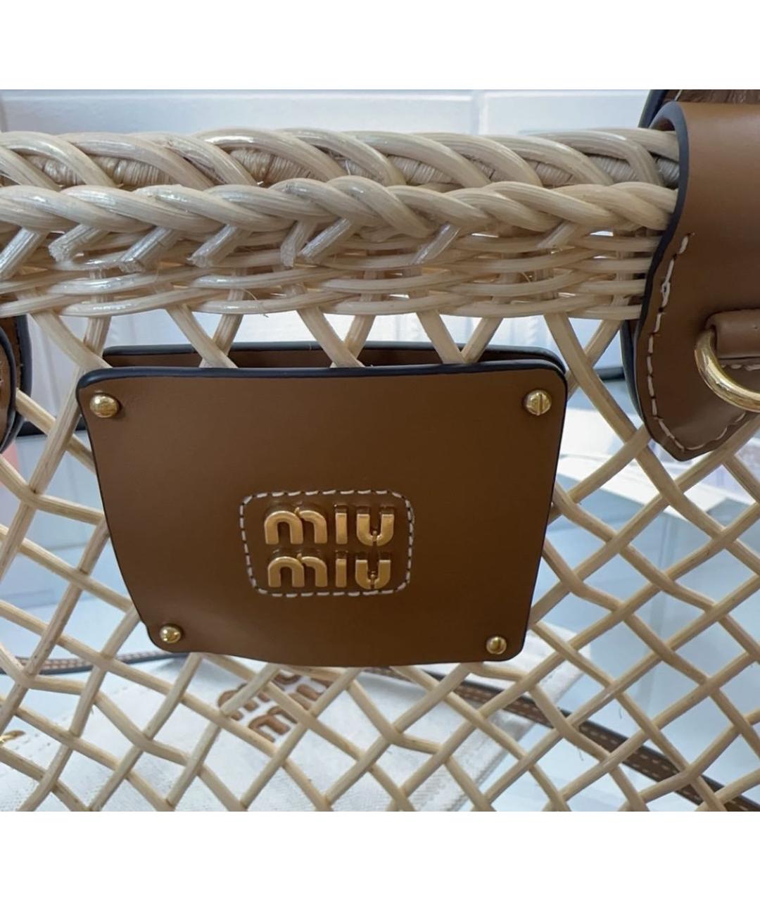 MIU MIU Бежевая твидовая сумка тоут, фото 6