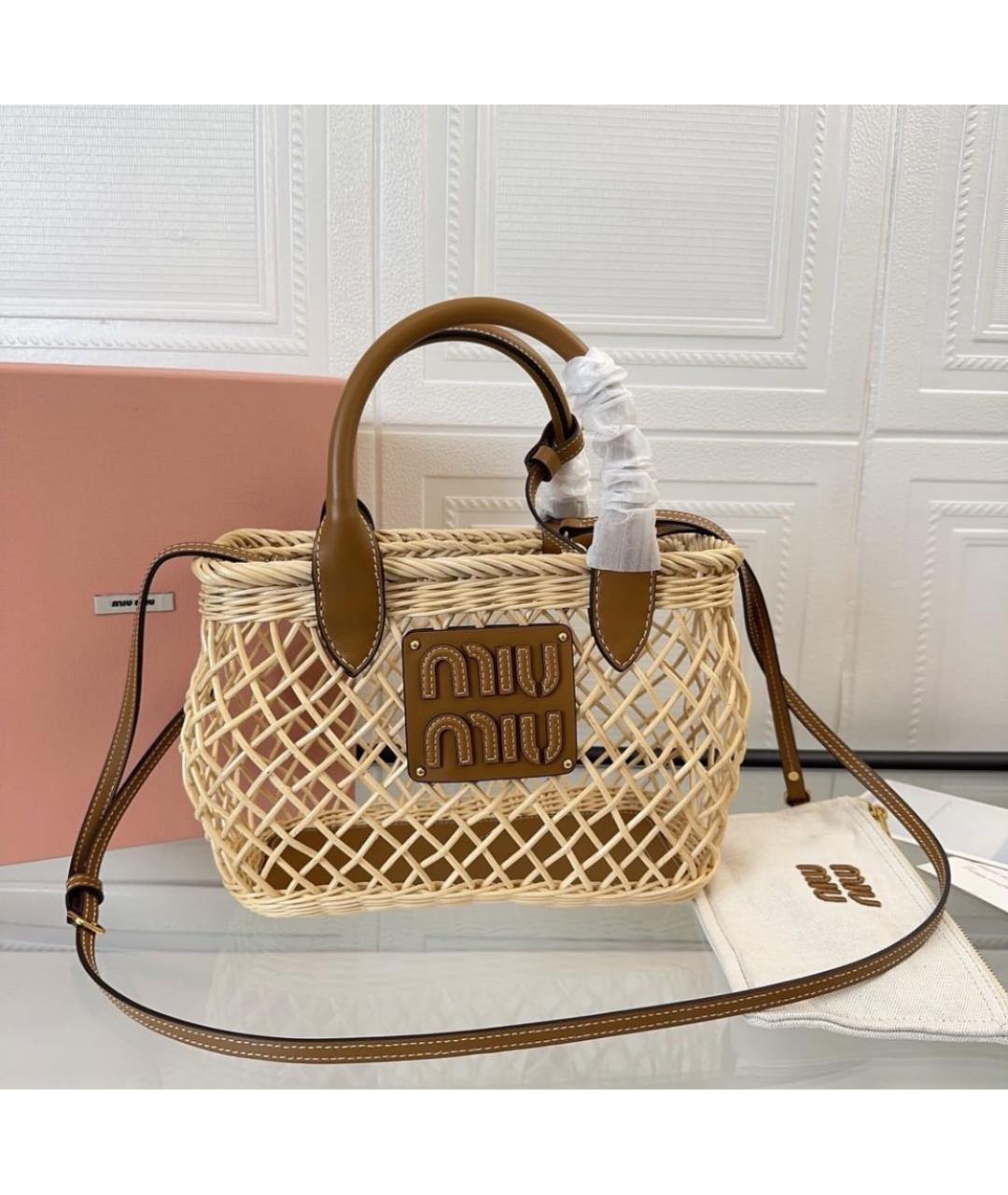 MIU MIU Бежевая твидовая сумка тоут, фото 2