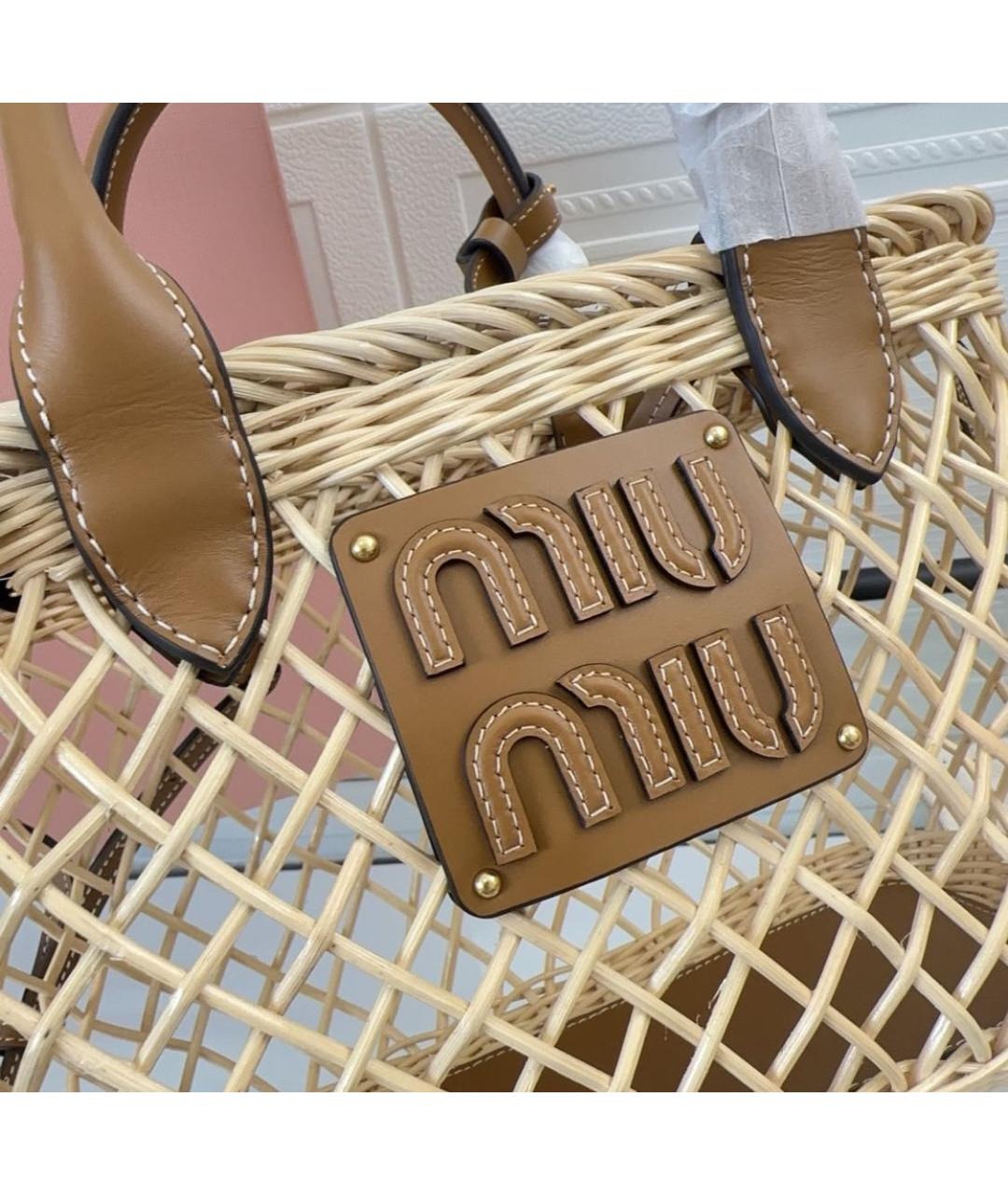 MIU MIU Бежевая твидовая сумка тоут, фото 4