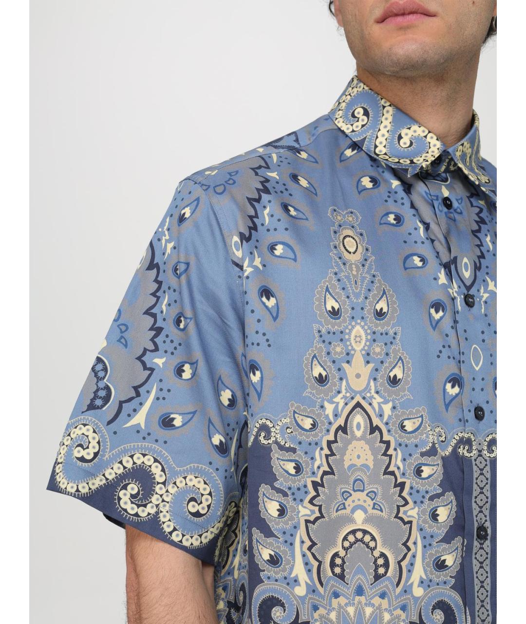 ETRO Голубая хлопковая кэжуал рубашка, фото 6