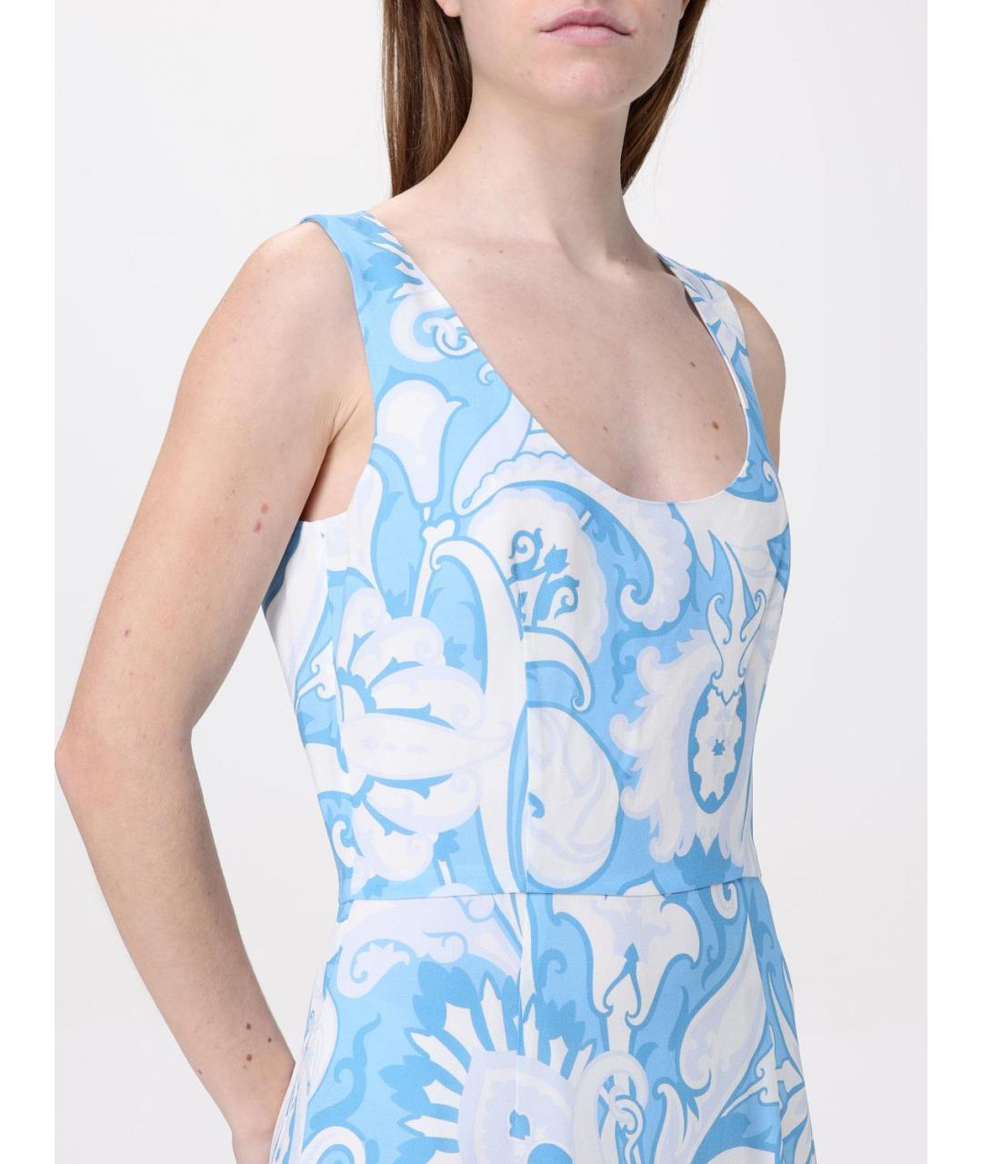 ETRO Голубое вискозное повседневное платье, фото 5
