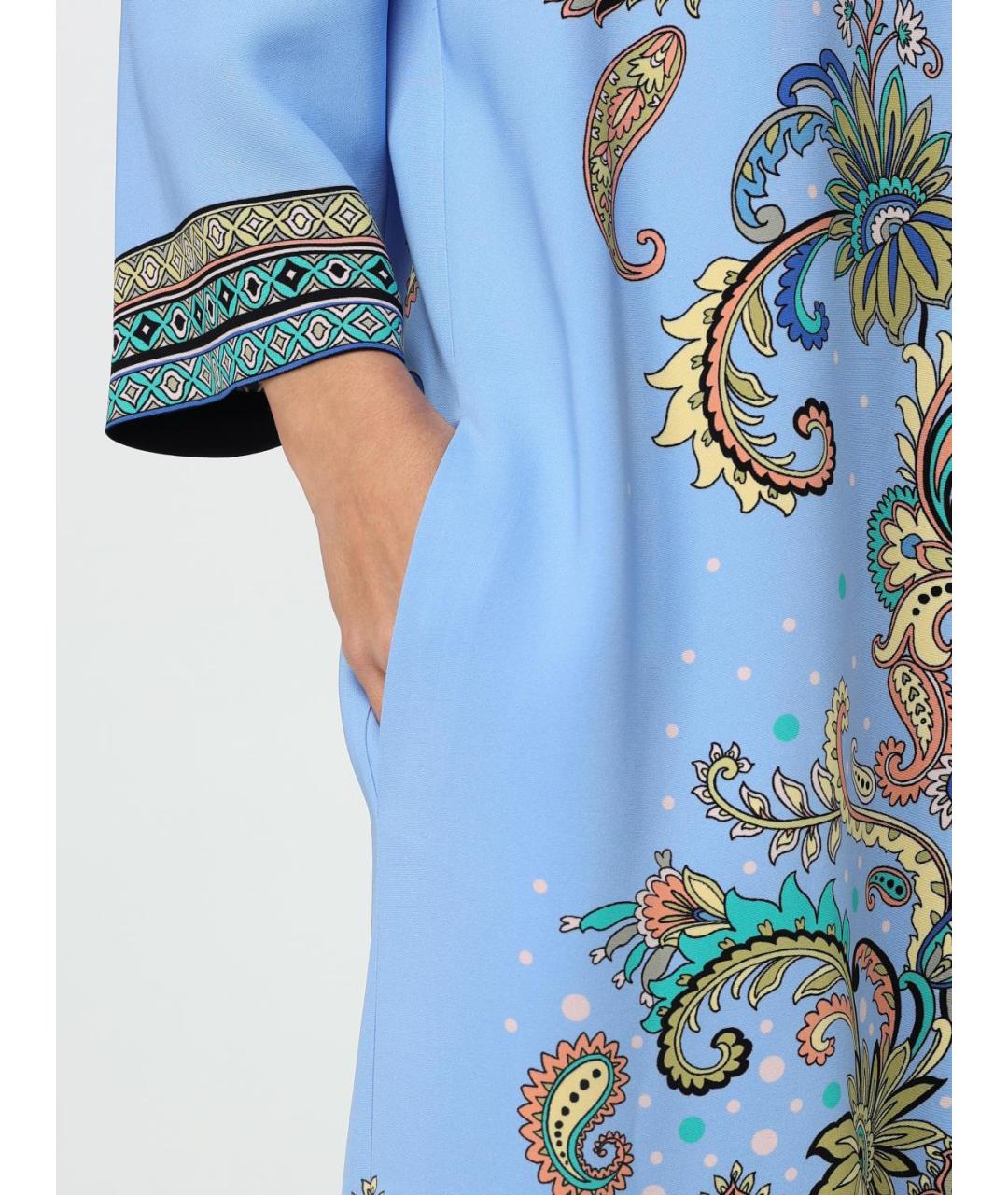 ETRO Голубое вискозное повседневное платье, фото 6